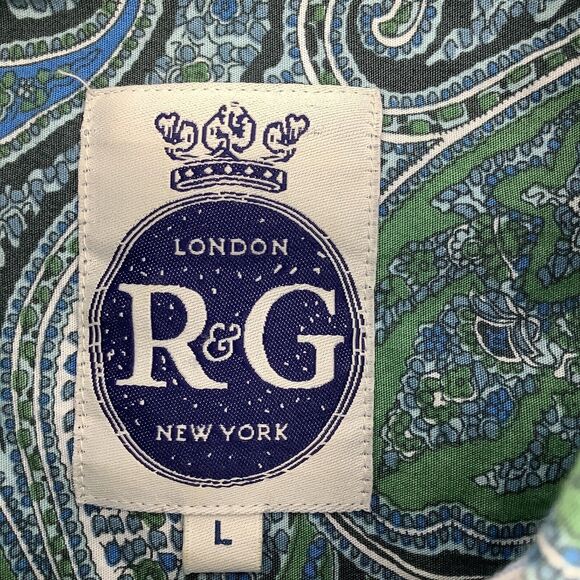 R&G London New York Mens Long Sleeve Button Up Shirt Paisley Size Large - Picture 4 of 6
